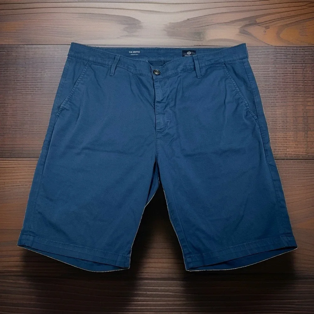AG Adriano Goldschmied The Griffin Relaxed Shorts Navy Mens 38R Chino Stretch